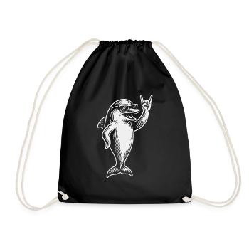 Rock Musique Drôle Dauphin Heavy Metal Rétro - Sac de sport léger - noir - Devant
