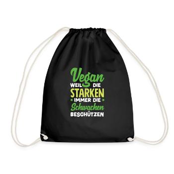 Attention I'm Vegan Funny Vegan Gift - Drawstring Bag - black - Front