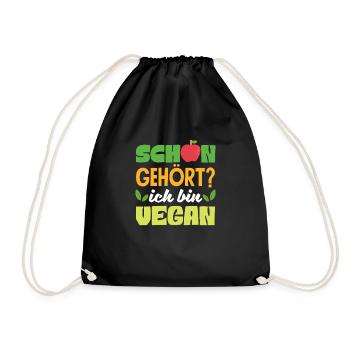 Attention I'm Vegan Funny Vegan Gift - Drawstring Bag - black - Front