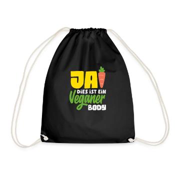 Attention I'm Vegan Funny Vegan Gift - Drawstring Bag - black - Front