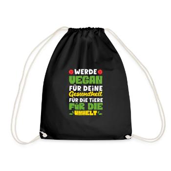 Attention I'm Vegan Funny Vegan Gift - Drawstring Bag - black - Front