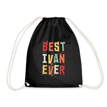 Bester Ivan Ever Retro Vorname Text Spruch - Turnbeutel - Schwarz - Vorne