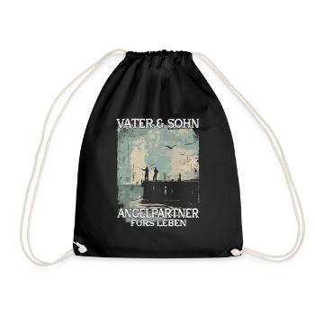 Père et fils en tant que partenaires de pêche - Sac de sport léger - noir - Devant