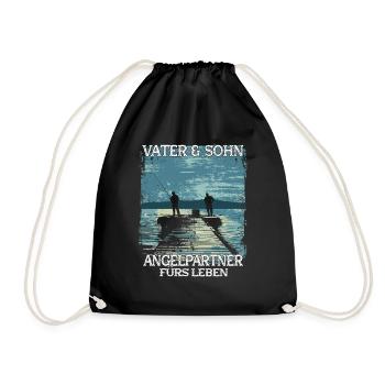 Père et fils en tant que partenaires de pêche - Sac de sport léger - noir - Devant