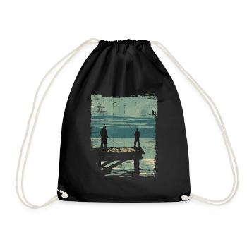 Père et fils en tant que partenaires de pêche - Sac de sport léger - noir - Devant
