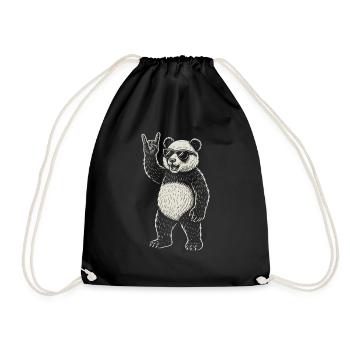 Panda Rock Musik Heavy Metal Lustige Vibes - Turnbeutel - Schwarz - Vorne
