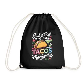Tacos and Margaritas Girls Shirt - Drawstring Bag - black - Front