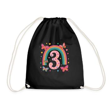 Papillon arc-en-ciel 3ème anniversaire fille - Sac de sport léger - noir - Devant