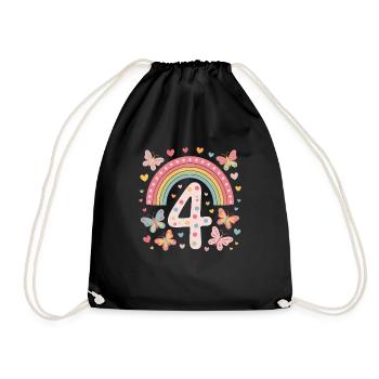 Papillon arc-en-ciel 4e anniversaire fille - Sac de sport léger - noir - Devant