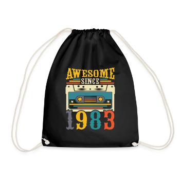 Awesome Since 1983 – Retro 42nd Birthday Gift - Drawstring Bag - black - Front