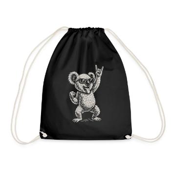Rockmusik Lustig Heavy Metal Koala Retro - Turnbeutel - Schwarz - Vorne