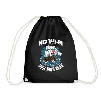 No WiFi Just High Seas Buccaneer Freebooter - Drawstring Bag - black - Front