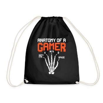 Anatomy of a Gamer Skeleton Funny Gaming Gift - Drawstring Bag - black - Front