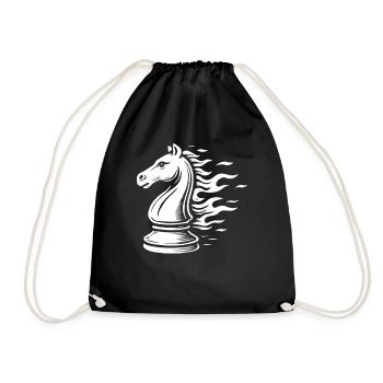 Chess Knight Flames Board Game - Drawstring Bag - black - Front