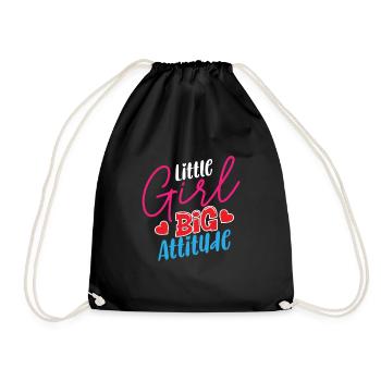 Little Girl Big Attitude – Funny Sassy Girl Gift - Drawstring Bag - black - Front