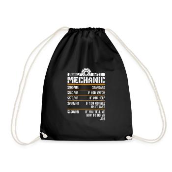 Taux horaire du mécanicien – Funny Garage Rules - Sac de sport léger - noir - Devant