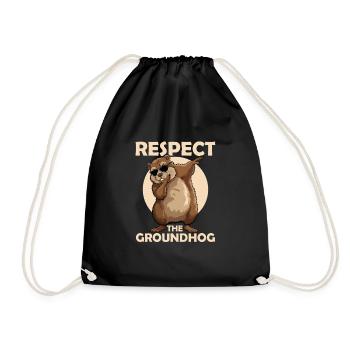 Respect The Groundhog Rodent Animal - Turnbeutel - Schwarz - Vorne