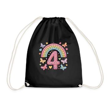 Papillon arc-en-ciel 4e anniversaire fille - Sac de sport léger - noir - Devant