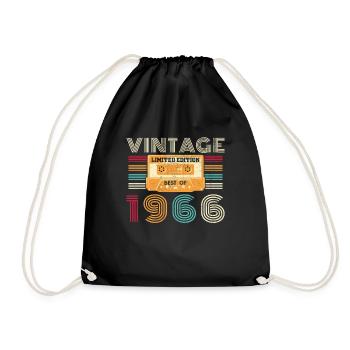 60 Year 1966 Vintage Retro Birthday - Drawstring Bag - black - Front