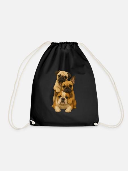 Dog Dogs Cute Dogs - Drawstring Bag - black