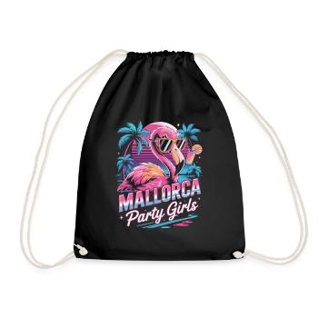Mallorca Party Girls Flamingo Shirt - Drawstring Bag - black - Front