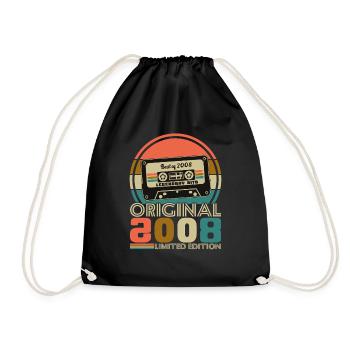 18 Years 2008 Vintage Retro Birthday - Drawstring Bag - black - Front