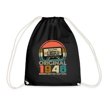 80 Jahre 1946 Vintage Retro-Geburtstag - Turnbeutel - Schwarz - Vorne