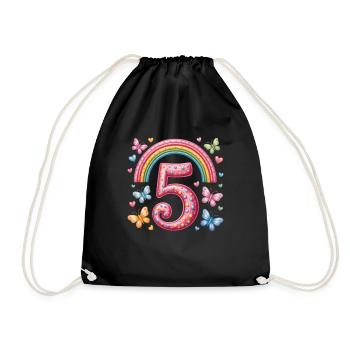 Papillon arc-en-ciel 5e anniversaire fille - Sac de sport léger - noir - Devant