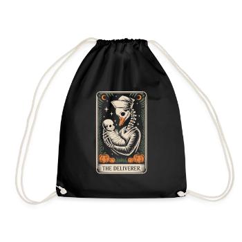 Skeleton Goose with Baby Halloween Shirt - Drawstring Bag - black - Front