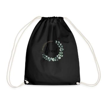 Bridal Flower Wreath Eucalyptus Bachelor Party Wedding - Drawstring Bag - black - Front