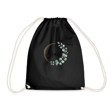 Bridal Flower Wreath Eucalyptus Bachelor Party Wedding - Drawstring Bag - black - Front