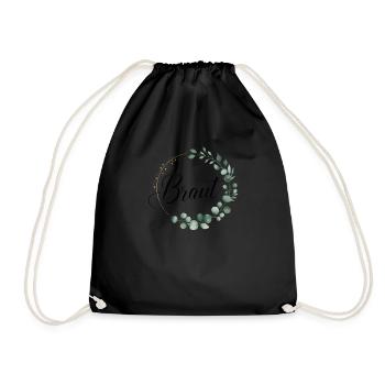 Bridal Flower Wreath Eucalyptus Bachelor Party Wedding - Drawstring Bag - black - Front