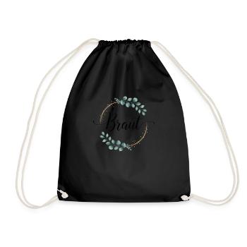 Bridal Flower Wreath Eucalyptus Bachelor Party Wedding - Drawstring Bag - black - Front