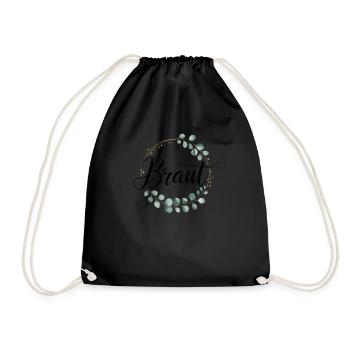 Bridal Flower Wreath Eucalyptus Bachelor Party Wedding - Drawstring Bag - black - Front