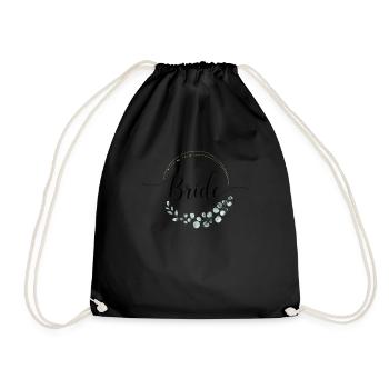 Bridal Flower Wreath Eucalyptus Bachelor Party Wedding - Drawstring Bag - black - Front