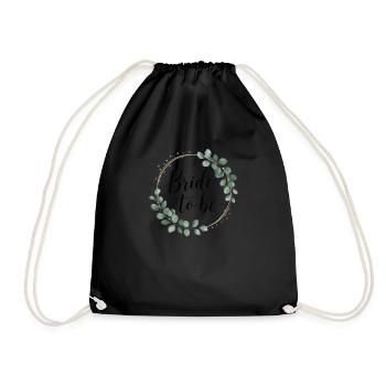 Bridal Flower Wreath Eucalyptus Bachelor Party Wedding - Drawstring Bag - black - Front