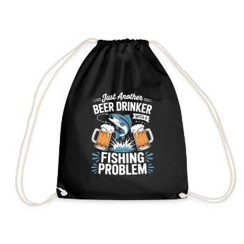 Fishing and Beer Saying - Drawstring Bag - black - Front