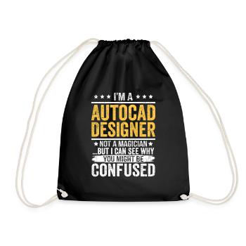 AutoCAD Designer – Funny Not a Magician Quote Gift - Drawstring Bag - black - Front