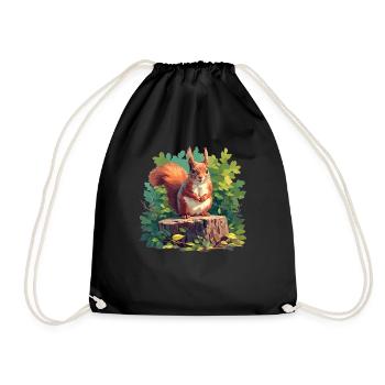 Squirrel - Drawstring Bag - black - Front