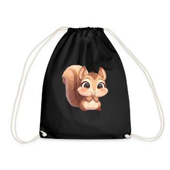 Squirrel - Drawstring Bag - black - Front
