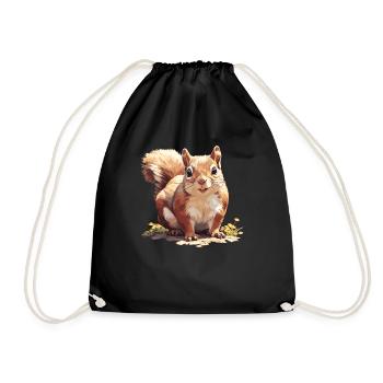 Squirrel - Drawstring Bag - black - Front