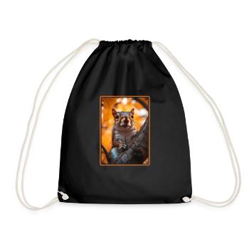 Squirrel - Drawstring Bag - black - Front