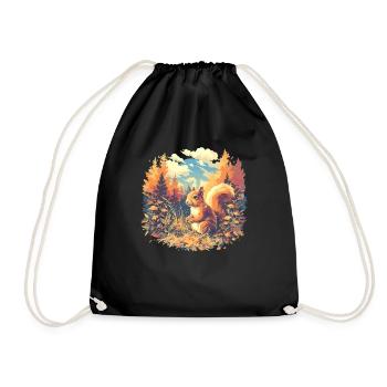 Squirrel - Drawstring Bag - black - Front