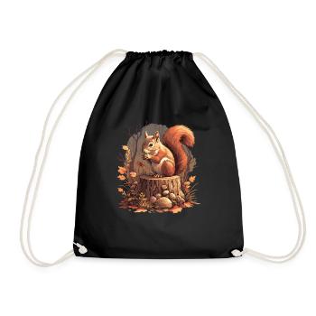 Squirrel - Drawstring Bag - black - Front
