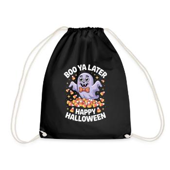 Boo Ya Later Candycorn Boo Halloween Shirt - Drawstring Bag - black - Front