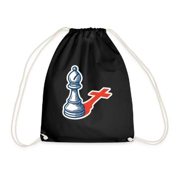 Chess Player Funny Bishop Shadow Design - Drawstring Bag - black - Front