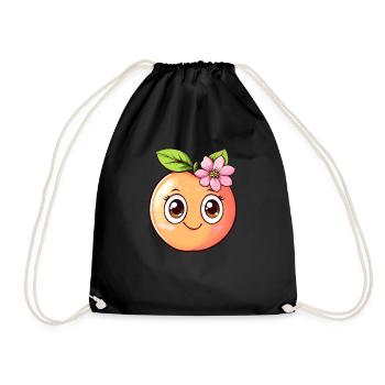 Peach with blossom - Drawstring Bag - black - Front