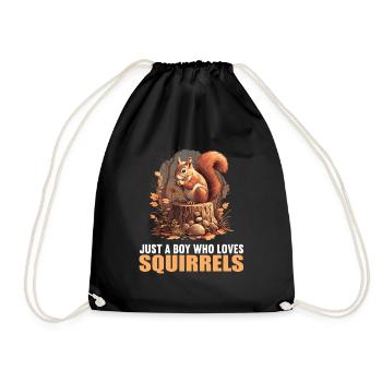 Squirrel - Drawstring Bag - black - Front