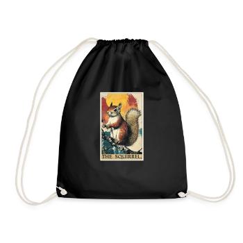 Squirrel - Drawstring Bag - black - Front