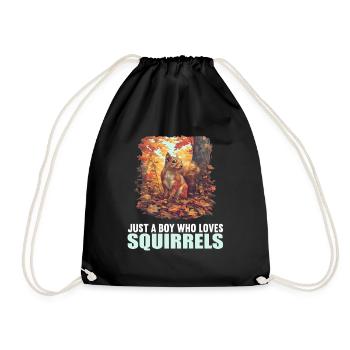 Squirrel - Drawstring Bag - black - Front